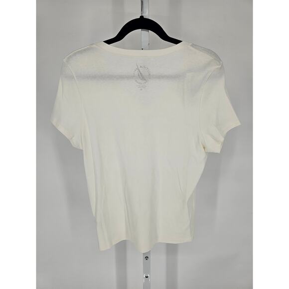 Vintage Nautica Womens Sz XL Short Sleeve T Shirt White Deep V Neck NEW - Picture 4 of 4